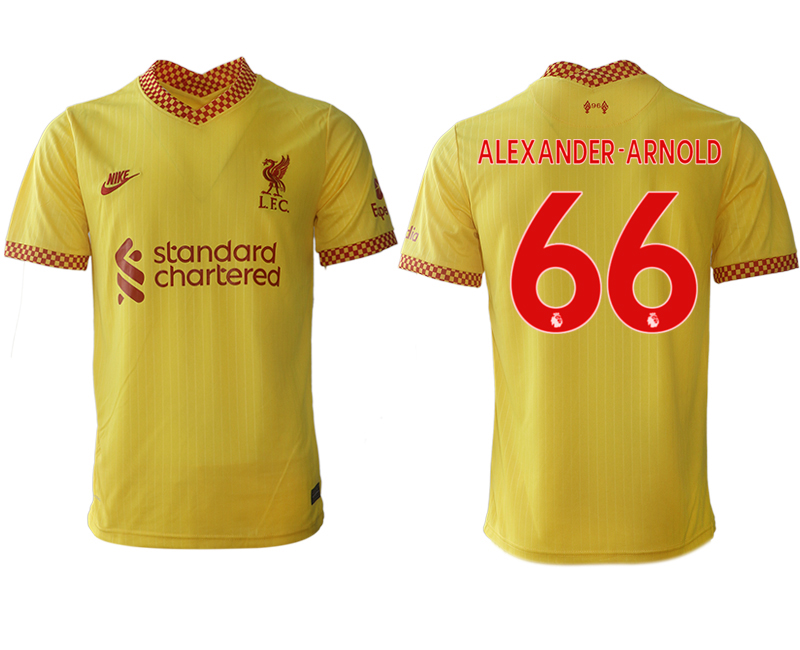 Men 2021-2022 Club Liverpool Second away aaa version yellow #66 Soccer Jersey